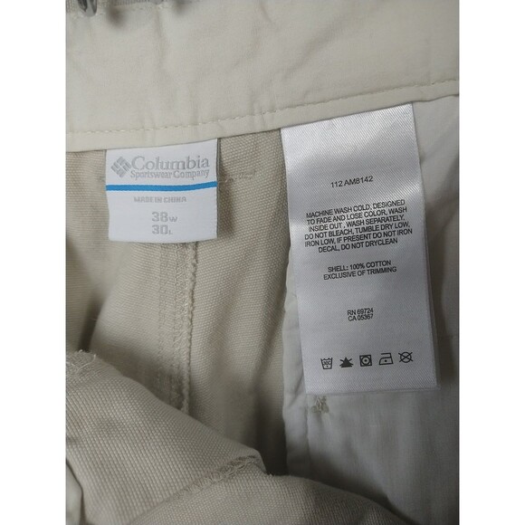Columbia Men's 38X25 Khaki Tan Cargo Hiking Pants Casual Straight 100 Cotton - Picture 5 of 8